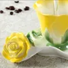 Set da caffè da 150 ml a forma di fiore smaltato in ceramica tazza da tè e piattino cucchiaio tazza in porcellana di alta qualità design creativo regalo di San Valentino