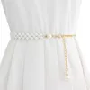 Cinture da donna perla rotonda di regolazione gancio abito decorativo in giro per la cintura dolce a catena a catena dolce