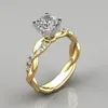 Сверкающие женские 925 Серебряное кольцо стерлингового кольца Двухтоны 18K Rose Gold Ring Ring Sapphire Princess Made Warding Band Angagement Anniversary 9618871