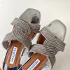 Aquazzura kvinnor tofflor högkvalitativ ny designer sandaler bröllop klänningskor skum glider set auger slingback party strand utomhus platt toffel med låda