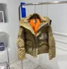Winter Fashion GGGs Designer Uomo Donna Piumini Giacca Addensare Caldo Jacquard Nylon Cuciture Cappotto Cappuccio Coulisse Lettera Cappotto