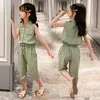 Clothing Sets Girls Clothes Solid Vest Short 2PCS Girl Casual Style Summer Kids Tracksuit 6 8 10 12 14Clothing