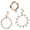 3 teile/sätze Charms Bunte Perle Shell Gold Fußkettchen für Frauen Hohl Geometrische Quaste Fuß Kette Einstellbare Schmuck