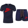 Sommer Casual Männer Sets Trainingsanzug Mode Oansatz 100% Baumwolle Weiß T-shirt Shorts 2 Stück Set Herren Marke brief druck sport Tragen