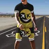 Мужские спортивные костюмы серия серии дышащих спортивных пробежек 3D Печать негабаритная одежда Man Summer Fit Shorts 2 шт.