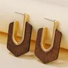 Hoop & Huggie Design Geometric Square Dangle Earrings Wooden Rhombus Fashion Handmade Big African Wood For Women JewelryHoop