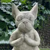 Méditation Bulldog Résine Statue méditante chien Bouddha zen chien français méditant décor de jardin de gardien 220721