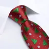 Kowarki Czerwony zielony wzór choinki drukowany jedwab dla mężczyzn imprezy szyi krawat kieszonkowy kwadratowe spinki do mankietów