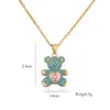 Colorful Zircon Pave Setting Love Bears Pendant Gold Chain Necklace Cute Woman Gift Jewelry4654938
