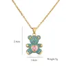 Colorful Zircon Pave Setting Love Bears Pendant Gold Chain Necklace Cute Woman Gift Jewelry