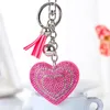 Keychains Heart Keychain Leather Tassel Gold Key Holder Metal Crystal Chain Keyring Charm Bag Auto Pendant Gift Wholesale Price Enek22