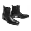 Bout carré en cuir véritable homme bottes courtes augmenter la hauteur chaussures de soirée Botas hommes bottines d'affaires