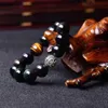 Brins de perles Pixiu Feng Shui cadeau bracelet obsidienne oeil de tigre pour homme et femme fait à la main bonne amulette porte-bonheur bijoux perlés Lars22