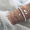 Schmuckliebe ausgehöhltes Lotus Quastenblattarmband Set ausgehöhlt