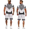 African Clothes For Men 3D Printed Ethnic Style T-Shirt Set Vintage Casual T-Shirt Shorts Oversized 2 Piece Suit Tracksuit 220622