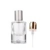 Matte Silver Lid Perfume Spray Bottle Cosmetic Refillable Container 30ml Empty Thick Bottom Round Clear Glass Press Crimp Vials