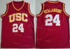 NCAA Basketball USC Trojans College 31 Matt Miller Jersey 33 Lisa Leslie 24 Brian Scalabrine 1 Nick Young DeMar DeRozan 24 University Red White Yellow Team Color