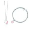 Originele Tiffny Valentines Gift Nieuwe 925 Sterling Zilveren Mode Klassieke DIY Love Necklace Armband Set Multicolor Optionele Vrouw Sieraden Y0329