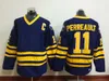 Vintage Herr 16 Pat LaFontaine 11 Gilbert Perreault Hockey Tröjor 39 Dominic Hasek 26 THOMAS Vanek 9 Derek Roy 30 RYAN MILLER Retro Svart Vit Marinblå Mörk Jersey