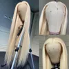 28 Inch Long Bone Straight 13x4 Brazilian Lace Front Wig 613 Honey Blonde Synthetic Lace Frontal Wigs for Women