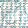 Lot mixte d'anneaux turquoises naturels avec motif décoratif jaune, 50 pièces/lot, taille 6-10