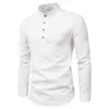 JDDTON Men Spring Cotton Linen Kimono Shirt Long Sleeve Solid Leisure Chinese Clothes Casual Stand Collar Shirts JE677 220726