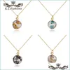 Подвесные ожерелья круглая свищенная смоля Каменная колье для женщин для женщин с золотой корректировкой, цепочка, ювелирные изделия, подарки, подарки, подвески DH35Z