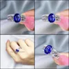 Klusterringar smycken blå safirring per 925 sterling sier 6x8mm 1.6ct ädelsten fina kvinnor j2120318 droppleverans 2021 pg426