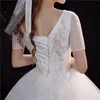 Inne suknie ślubne seksowne v szyję krótkie rękaw proste sukienki koronkowe cekiny kwiatowe Shinng plus rozmiar w górę Slim Princess Bridal Gownother