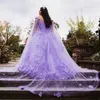 Light Blue Lavender Quinceanera Dresses Princess 2022 With Sleeves Beaded Florals Dubai Ball Gown Prom Dress Princess Birthday 15 Party Gowns Sweet 16 Years Wear