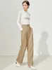 Amii minimalisme hiver pantalon pour femmes élégant taille haute jambe large bureau dame costume pantalon femme pantalon décontracté 12130402 220325