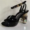 Luxury Velvet Diamond Heel Summer Shoes Woman Cross Band Ankel Strappy Jeweled High Heels Party Sandals Women 220516