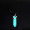 Pendant Necklaces Pendants Jewelry Fashion Luminous Stone Fluorescent Hexagonal Column Necklace Natural Crystal Pend Dhnls