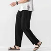 2022 Summer Casual Linen Pants Men Solid Color Streetwear Loose Pants Men Cotton Harem Pants Male Chinese Style Trousers M-5XL L220706
