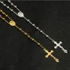 Pendentif Colliers Catholique 6MM Or Imitation Rose Collier Croix Rosaire Magnifique Collier SuspenduPendentif Sidn22