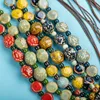 Pendentif Colliers Porcelaine Rose Coloré Rétro Forme Irrégulière Perles En Céramique Cadeau Collier En Gros Pendentifs Pour Femmes # XN008