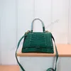 مصمم حقائب Balenciaga التمساح الجلود نساء الساعة الرموز الرملية حقيبة يد الكتف Crossbody سلسلة حمل 23 سم مع صندوق