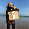 Borsa da spiaggia con monogramma a righe personalizzate personalizza il nome monogramma Iniziali tela da imballaggio tote matrimonio mamma cesto borse sacchetti regalo da sposa 220704