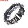 Black Ghost Head Skull Adjustable Handmade Men Bracelets Male Women Leather Bracelet Men Bangle Wholesale Jewelry Gift BC020