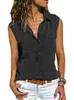 Womens Cotton Tops Blouses Autumn Sleeveless Solid V-Neck Office Blouse Female Work Women Button Up Shirt Plus Size 8XL 220407