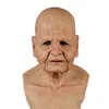 Realistic Human Wrinkle Mask Halloween Old Man Party Cosplay Scary Full Head Latex for Festival 220715