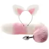 2pcSset Fluffy Faux Fur Tail Metal Butt Butt Mignon Cat Eards Band pour le rôle de rôle Costume Part