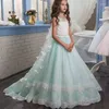 Vestidos femininos lindos concursos de borboleta longa meninas de flores para casamento Primeira comunhão Kids Tulle Ball vestido de baile com traingarirl's