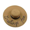 Lady Summer Holiday Beach Sombrero de paja de ala grande Mujeres Outdoor Casual Letter Travel Sun Hat Panamá Gorros G220301