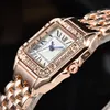 Kvinnor tittar på Stone Case Rose Gold Quartz Movement Jewelry Clasp Fashion Design Watch Splash Waterproof Wristwatch Montre de Luxe1670