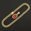 Pendant Necklaces Karopel Fashion Red Stone Men's Hip Hop Jewelry Micro-Inlaid Zircon Cuban Chain Pendants Making GiftPendant