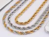 6MM / 8mm 24 Pouces Lourd Énorme Singapour Twist Corde Chaîne Collier Lien Pour Garçons Hommes Bijoux En Acier Inoxydable Argent / Or Cadeaux De Fête Des Pères