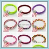 Charm Bracelets Jewelry New Braided Pu Leather Magnetic Button Bracelet Cz Disco Crystal Bead Bangle Mticolor Handcraft Gift Drop Delivery 2