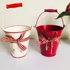 Decorative Flowers & Wreaths Love Key Bowknot Iron Bucket Wooden Handle Flower Pot For Home Office ElDecorative DecorativeDecorative