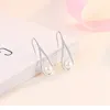 Klassisk 925 Silver Crystal Charm Water Drop Pearl Dangle Earrings for Women Fashion Jewelry Party Wedding Engagement Presents